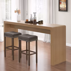 Set of 2 Leather Upholstered 74cm Saddle Stools Bar Height Kitchen Island Stools