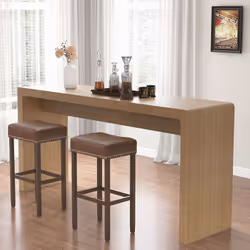 Set of 2 Leather Upholstered 74cm Saddle Stools Bar Height Kitchen Island Stools