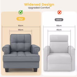 Modern Tufted Linen Armchair Accent Upholstered Club Chair with Extra Pillow