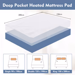 King Electric Heated Mattress Blanket 8 Temp Washable W/ Timing