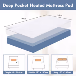Double Electric Heated Mattress Blanket 8 Temp Washable W/ Timing