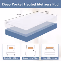 Single Electric Heated Mattress Blanket 8 Temp Washable W/ Timing