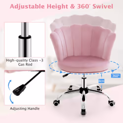 Velvet Swivel Armchair Seashell Back Adjustable Vanity Computer Chair
