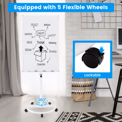 100 cm x 65 cm Magnetic White board W/ Adjustable Height & Wheels