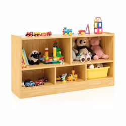 2 Tier Wooden Bookcase 5 Cube Open Shelf Cabinet Toy Storage Bookshelf