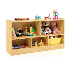 2 Tier Wooden Bookcase 5 Cube Open Shelf Cabinet Toy Storage Bookshelf
