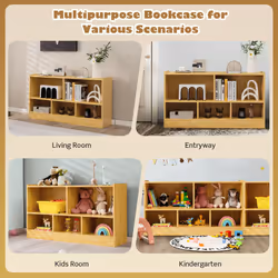 2 Tier Wooden Bookcase 5 Cube Open Shelf Cabinet Toy Storage Bookshelf
