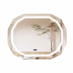 Bathroom Led Vanity Mirror Single Beveled Edge Anti-Fog Mirror w/3 Colour