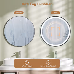 Round Bathroom Mirror LED Lighted Vanity Mirror 60cm 3 Colour & Touch