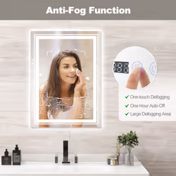 50 x 70cm Bathroom Wall Mirror LED 3 Colours Vanity Mirror w/ Touch Control