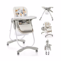 Folding Baby Highchair Adjustable Booster Seat W/ Removable Tray & Wheels