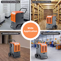 63L Commercial Dehumidifier Portable W/ 5.5L Water Tank& Drainage Pipe