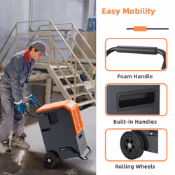 63L Commercial Dehumidifier Portable W/ 5.5L Water Tank& Drainage Pipe
