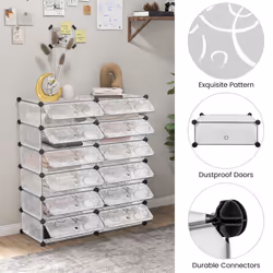Stackable 12-Cube Shoe Organizer Modular Storage Rack Space Saving