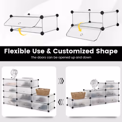 Stackable 12-Cube Shoe Organizer Modular Storage Rack Space Saving