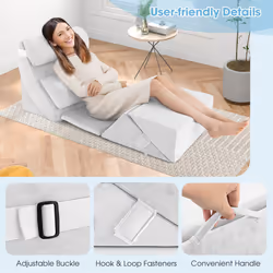7 Pcs Support Wedge Pillows Set Neck Pillow W/ Memory Foam Grey