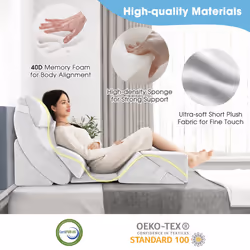 7 Pcs Support Wedge Pillows Set Neck Pillow W/ Memory Foam Grey