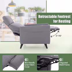 Padded Recliner Armchair Push Back Single Sofa W/ Adjustable Footrest
