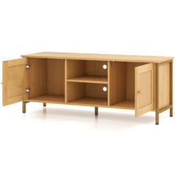 Boho TV Stand for TVs up to 55''  w/ 2 Cabinets & Open Shelf