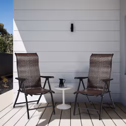 2 Piece Patio Rattan Folding Chair Outdoor with Widened Armrest