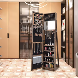 Jewelry Cabinet Armoire Lockable Standing w/ Full Length Mirror