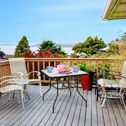 80cm Patio Table Rectangle Metal w/ Glass Top & Umbrella Hole