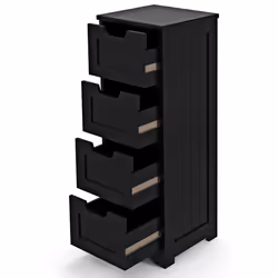 Floor Storage Bathroom Cabinet w/ 4 Drawers Freestanding Storage Black