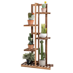 Wood 5 Tier 6 Pots Plant Stand Free-standing w/ Anti-tipping Device