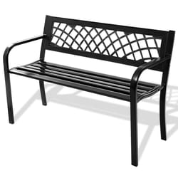 Large Garden Bench Metal Courtyard Bench for 2-3 People Outdoor