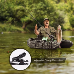 Inflatable Fishing Boat PVC Float Tube W/ Pump, Flippers & Paddle
