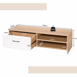 TV Stand for 55-Inch TV Console Table W/Open Shelf & Drawer (Natural)