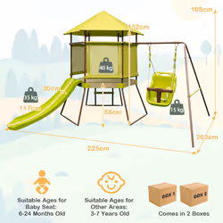 4-in-1 Children's Swing Set Outdoor Playhouse Baby Seat Slide & Ladder