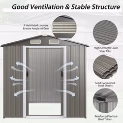 6FT x 4FT Outdoor Storage Shed Metal Tool House W/ 4 Air Vents