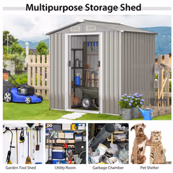 6FT x 4FT Outdoor Storage Shed Metal Tool House W/ 4 Air Vents