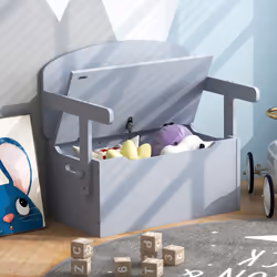 3-in-1 Convertible Activity Bench Table Set W/ Wooden Toy Box Grey