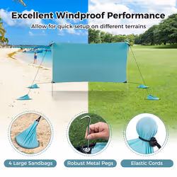 Beach Tent 3M x 3M Outdoor Sunshade Canopy W/ Poles UPF50+ (Green)