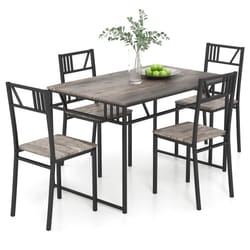 Industrial Dining Table Set of 5 w/ 4 Chairs for Kitchen Dining Room