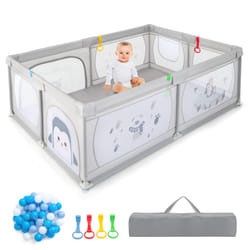 Baby Playpen W/ Zipper Door 50 Ocean Balls Storage Bag - 206Ã147Ã68 cm