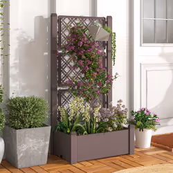Raised Garden Bed w/ Trellis Self-Watering Standing Planter Box