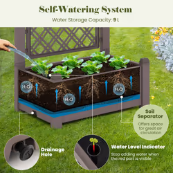 Raised Garden Bed w/ Trellis Self-Watering Standing Planter Box