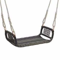 Patio Swing Bench Backless Rattan Woven Patio Wicker w/ Hanging Ropes
