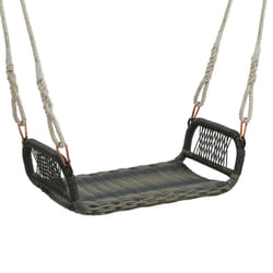 Patio Swing Bench Backless Rattan Woven Patio Wicker w/ Hanging Ropes