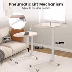Mobile Standing Desk Height Adjustable Rolling Desk w/ Pneumatic Lift