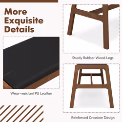 Indoor Bench w/Padded Cushion Rubber Wood Frame Stable A Shaped Frame