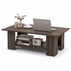 2-tier Center Cocktail Table w/ Large Tabletop & 5 Support Legs Modern