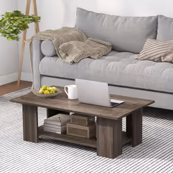 2-tier Center Cocktail Table w/ Large Tabletop & 5 Support Legs Modern