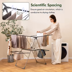 2-Tier Clothes Drying Rack Foldable  Laundry Rack w/ 33 Drying Rails