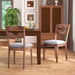 Dining Chair Set of 2 Fabric Upholstered Kitchen Chairs w/ Padded Seat