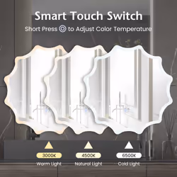 LED Bathroom Mirror 3-Colour Dimmable Vanity Mirror W/ Smart Touch