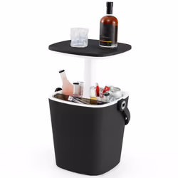 Portable Cooler Side Table w/ Handle Lift Top Lid & Bottle Opener